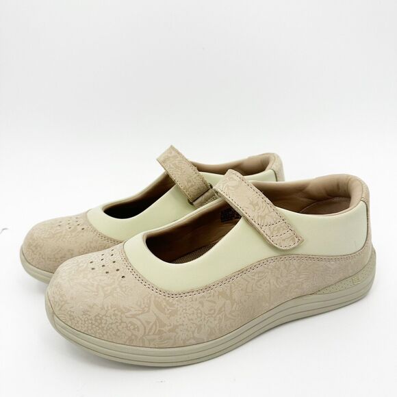 Drew Womens Shoes Size 8 WW Rose Mary Jane Beige Oxford Leather Comfort Workwear - Picture 2 of 14